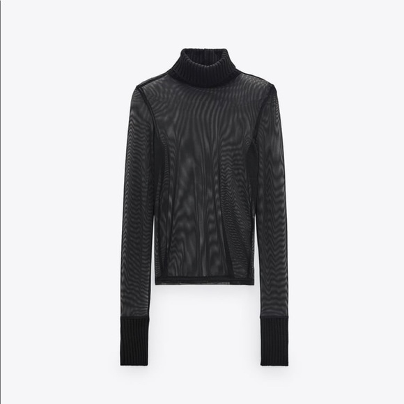 Zara Tulle Mesh Turtleneck Shirt - Picture 1 of 10
